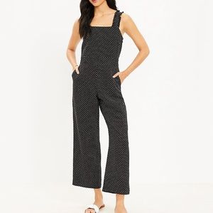 LOFT Dotted Ruffle Strap Square Neck Jumpsuit